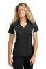 CLEARANCE-Black/White Ladies Sport-Wick Polo-med